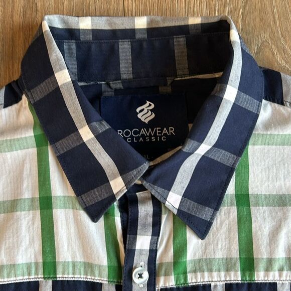 MENS ROCAWEAR CASUAL COTTON BLEND BUTTON DOWN SHIRT SIZE XL - Picture 3 of 6